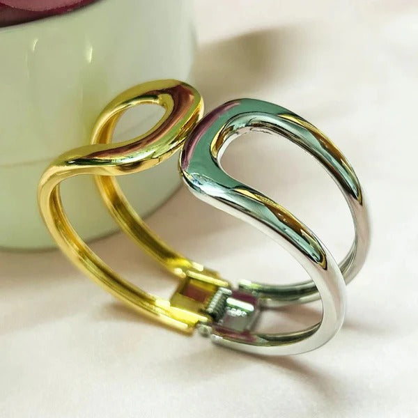 Trendy Half Golden Silver Openable Kada Bracelet for Women
