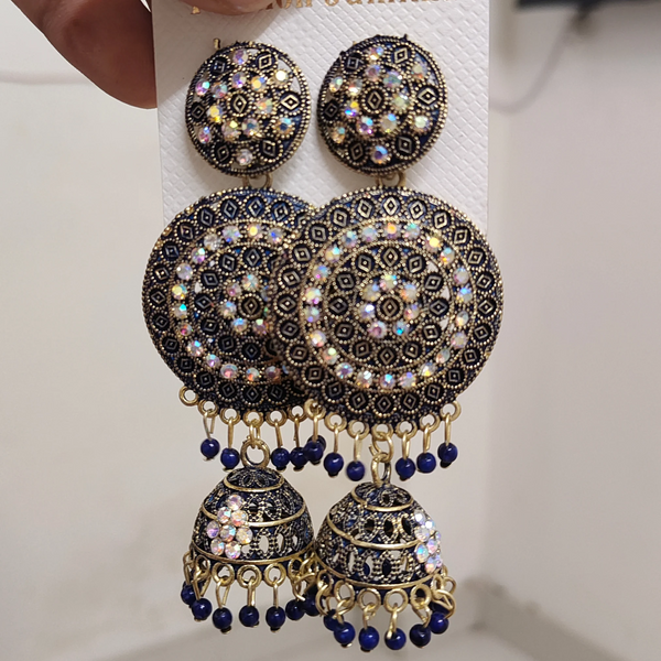 Stylish Black Stone Jhumka Earrings for Women & Girls