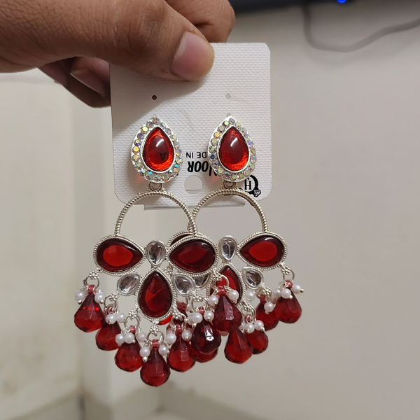 Red Crystal Drop Earrings for Women & Girls