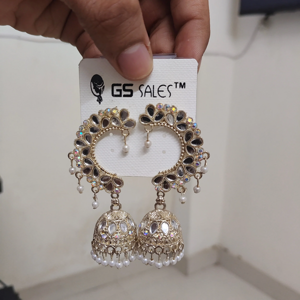 Designer Stone Studded Jhumka Earrings for Women & Girls