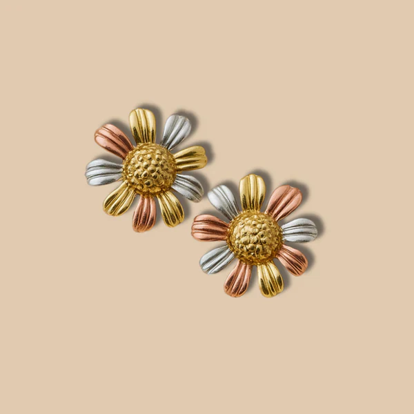 Radiant Blossom Rose Gold Flower Earrings for Women – Waterproof & Anti-Tarnish