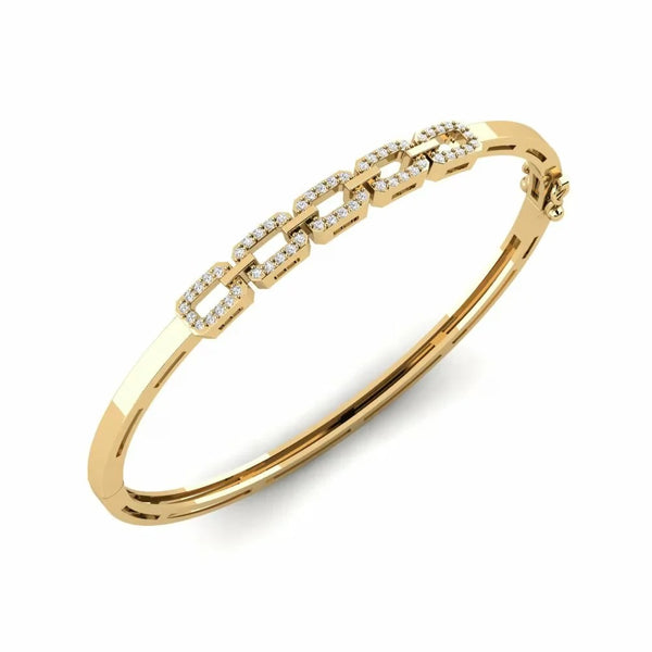 Gold Plated Link Chain Bangle Bracelet for Women & Girls