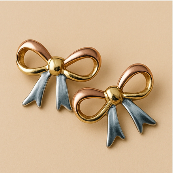 Elegant Bow Rose Gold Earrings for Women – Waterproof & Anti-Tarnish