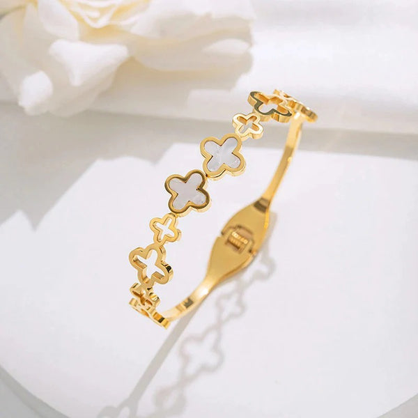 Gold Plated Clover Design Bracelet for Women & Girls